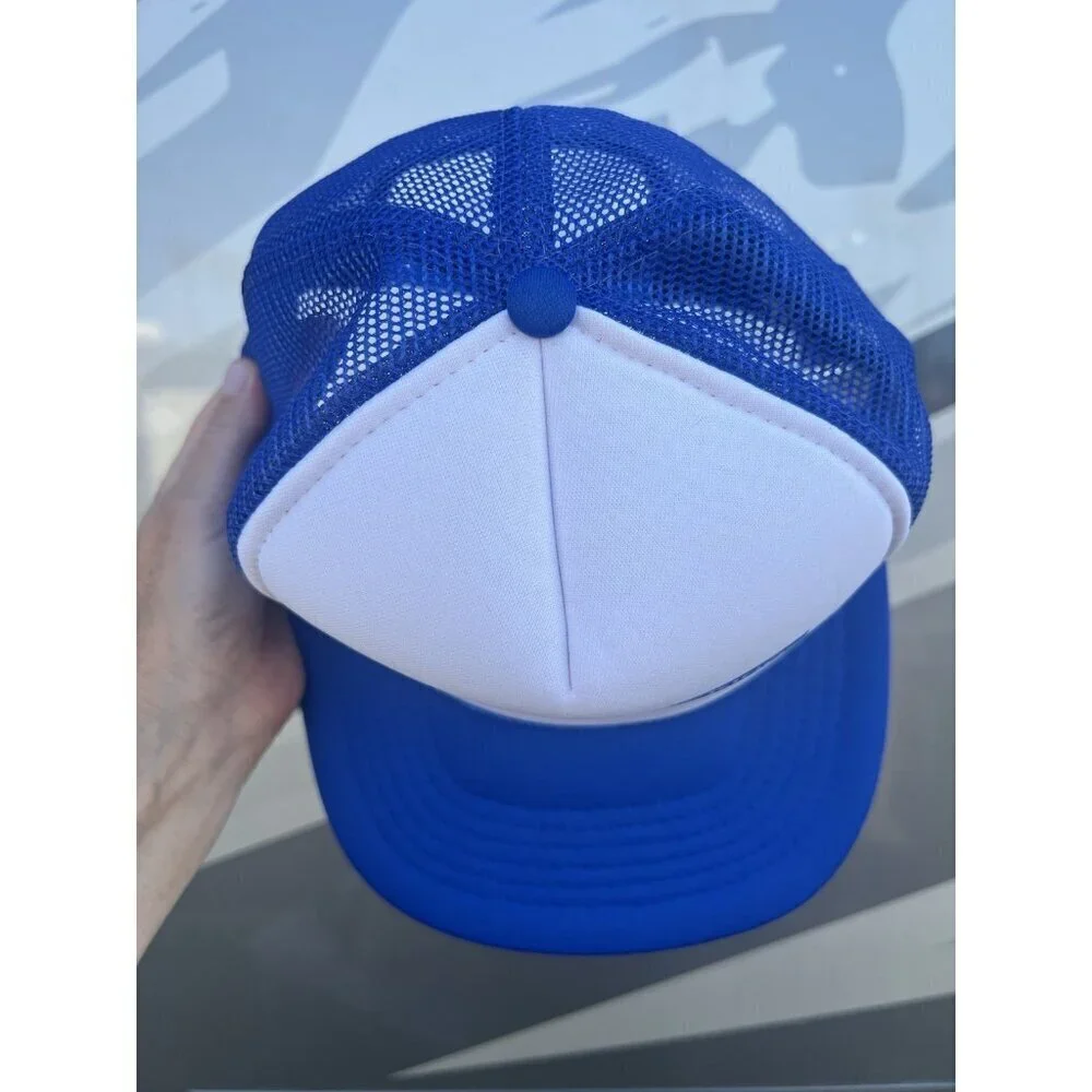 Vintage 80s Crown blue white Graff Trucking trucker mesh snapback cap streetwear